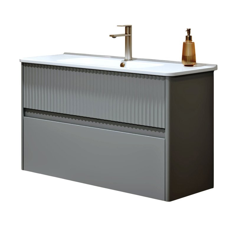 Тумба с раковиной Alavann Wave 105 подвесная, голубой деним