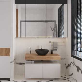 Мебель для ванной VitrA Ольборг 50: столешница 100, без отверстий, дуб французский + 2 тумбы 50