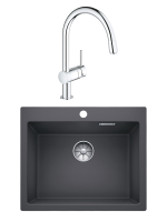 Комплект Мойка Blanco Pleon 6 темная скала + Смеситель Grohe Minta 3291800E хром
