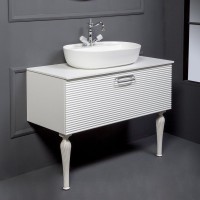 Мебель для ванной комнаты Armadi Art Vallessi Avangarde Linea 100 белая, с накладной раковиной