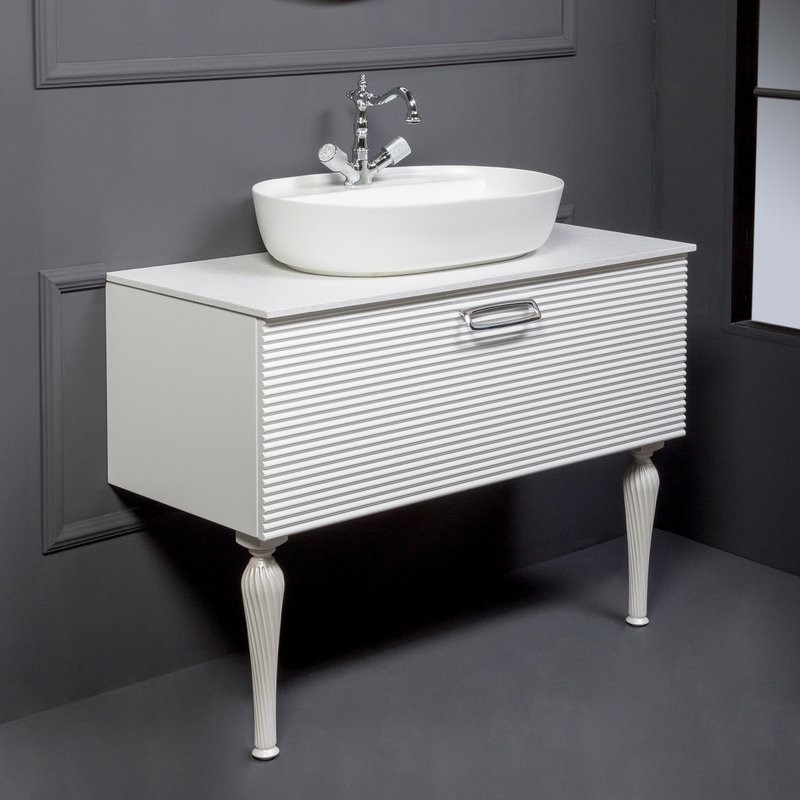 Мебель для ванной комнаты Armadi Art Vallessi Avangarde Linea 100 белая, с накладной раковиной