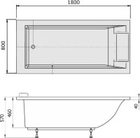 Ванна из искусственного камня Marmo Bagno Ницца 180x80 см, встраиваемая, белая, на ножках, с подголовником