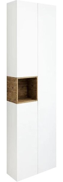 Шкаф пенал для ванной Sanflor Даллас белый матовый, дуб рустикальный