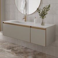 Тумба под раковину без столешницы Armadi Art Quatro 2 140 cashmere, профиль matt gold