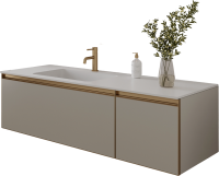 Тумба под раковину без столешницы Armadi Art Quatro 2 140 cashmere, профиль matt gold