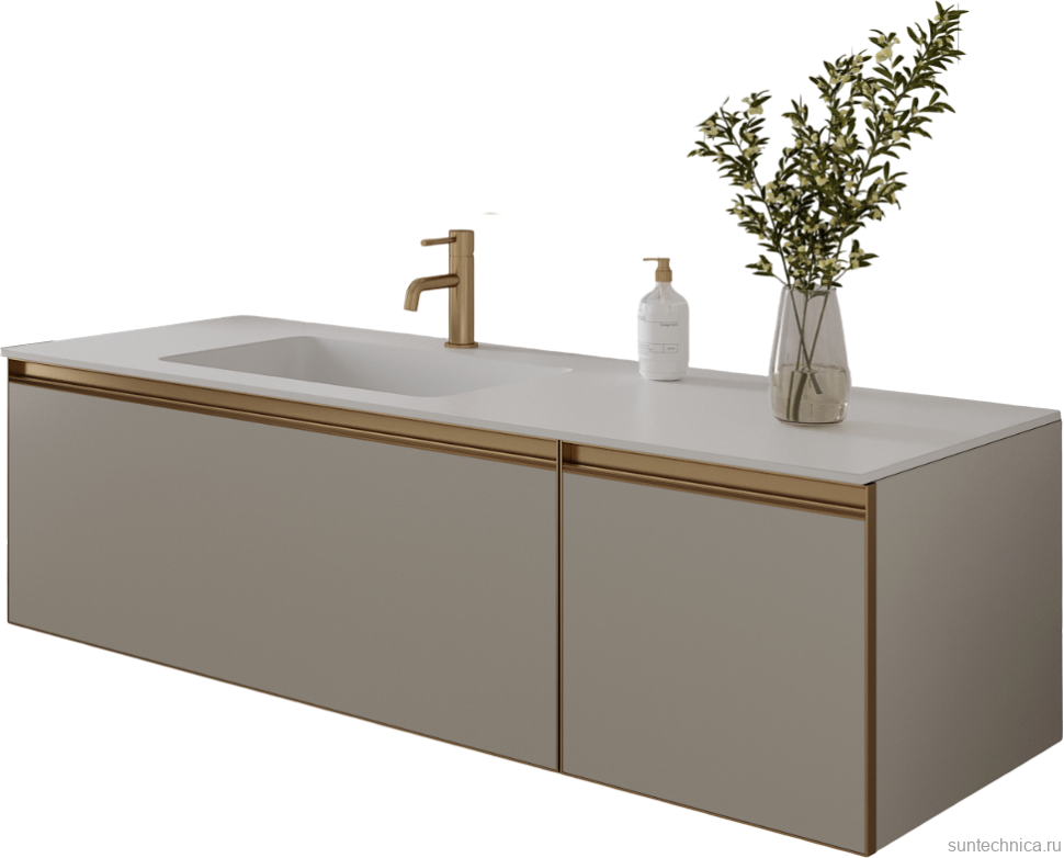 Тумба под раковину без столешницы Armadi Art Quatro 2 140 cashmere, профиль matt gold