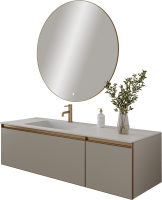 Тумба под раковину без столешницы Armadi Art Quatro 2 140 cashmere, профиль matt gold