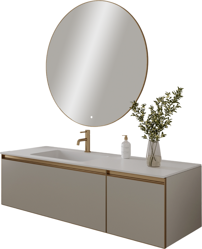 Тумба под раковину без столешницы Armadi Art Quatro 2 140 cashmere, профиль matt gold