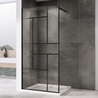 Душевая перегородка Abber Immer Offen AG63090B 90 см, профиль черный, стекло прозрачное
