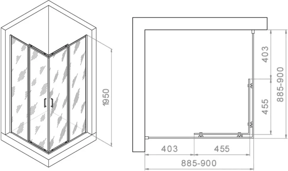 Душевой уголок RGW Passage PA-030 900x900x1950, профиль хром
