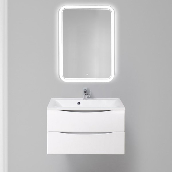 Мебель для ванной комнаты BelBagno Marino 80 bianco lucido, подвесная, зеркало STWORKI Монтре