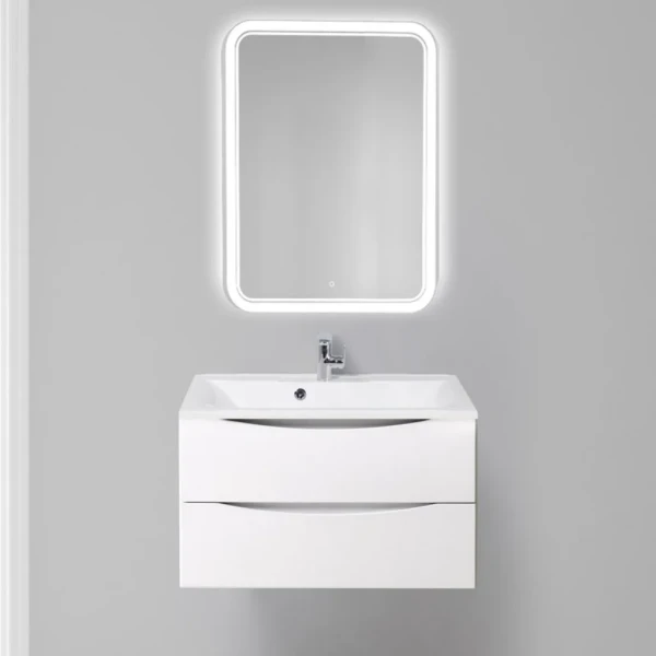 Мебель для ванной комнаты BelBagno Marino 80 bianco lucido, подвесная, зеркало STWORKI Монтре