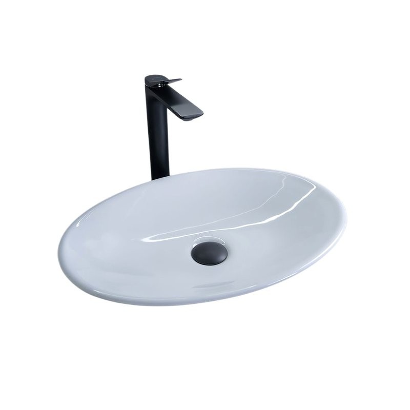 Накладная раковина GID Lago N9022 50 глянцевая белая, овальная, фаянс