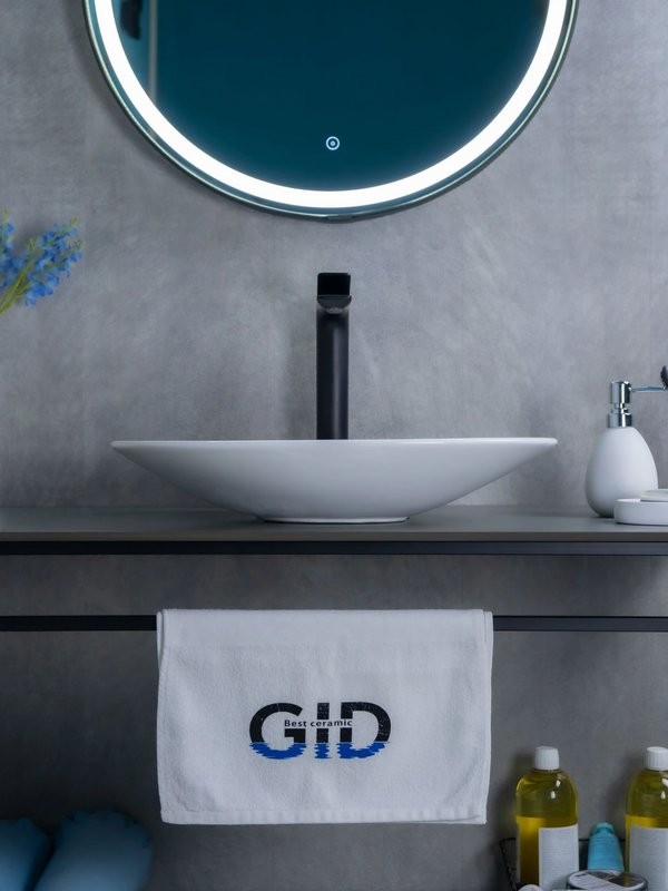 Накладная раковина GID Lago N9022 50 глянцевая белая, овальная, фаянс