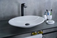 Накладная раковина GID Lago N9022 50 глянцевая белая, овальная, фаянс