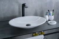 Накладная раковина GID Lago N9022 50 глянцевая белая, овальная, фаянс