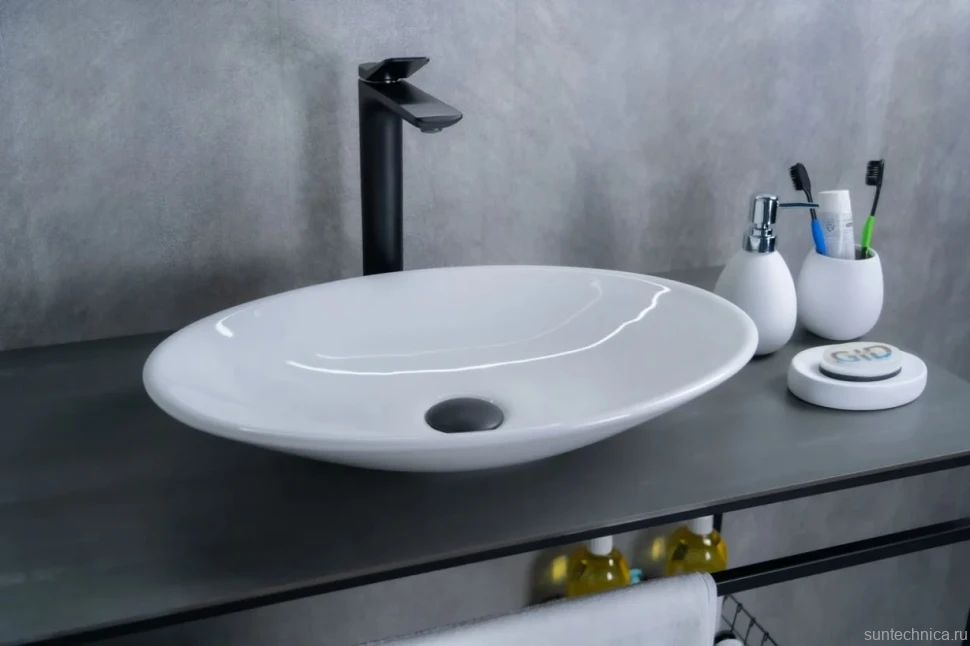Накладная раковина GID Lago N9022 50 глянцевая белая, овальная, фаянс