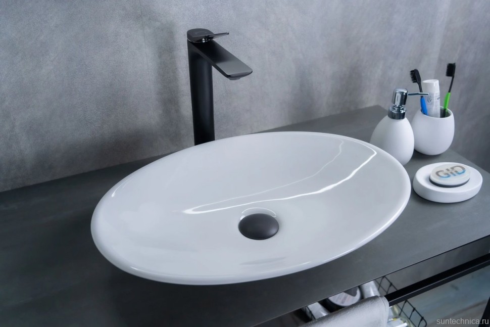 Накладная раковина GID Lago N9022 50 глянцевая белая, овальная, фаянс