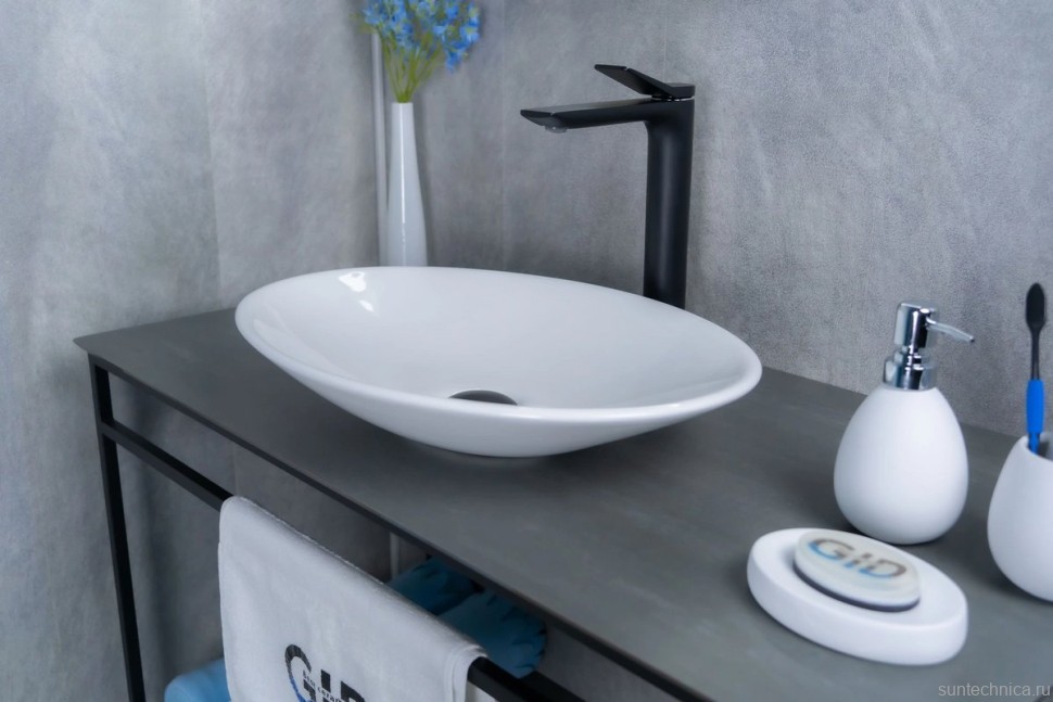 Накладная раковина GID Lago N9022 50 глянцевая белая, овальная, фаянс