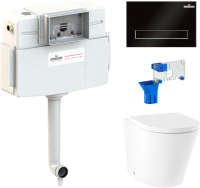 Комплект Lavinia Boho Унитаз приставной Biore 33044050 + Крышка-сиденье Biore 33290410 с микролифтом + Бачок скрытого монтажа RelFix 38020010 + Кнопка RelFix 380501MB + Дозатор RelFix 38040010