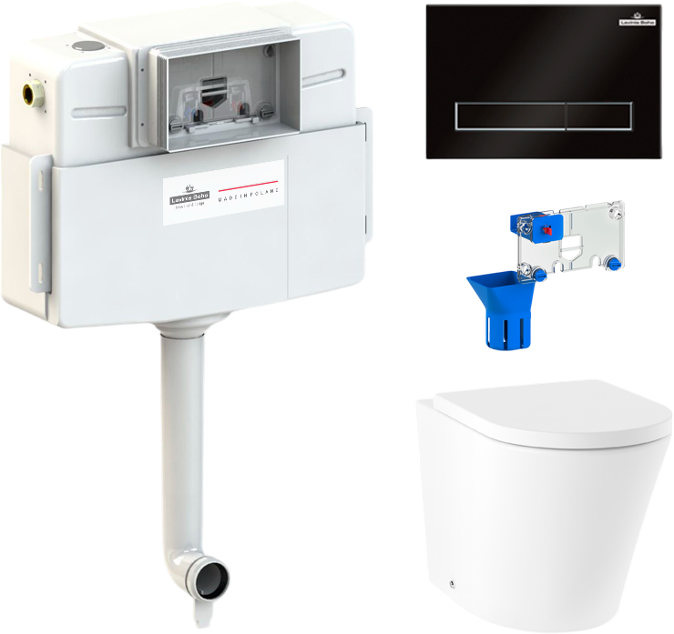 Комплект Lavinia Boho Унитаз приставной Biore 33044050 + Крышка-сиденье Biore 33290410 с микролифтом + Бачок скрытого монтажа RelFix 38020010 + Кнопка RelFix 380501MB + Дозатор RelFix 38040010