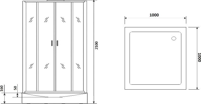 Душевая кабина Niagara Premium NG-6002-01GQ 100х100х210, с низким поддоном