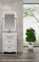 Мебель для ванной комнаты ValenHouse Эллина 65 белая, 2 ящика, ручки бронза
