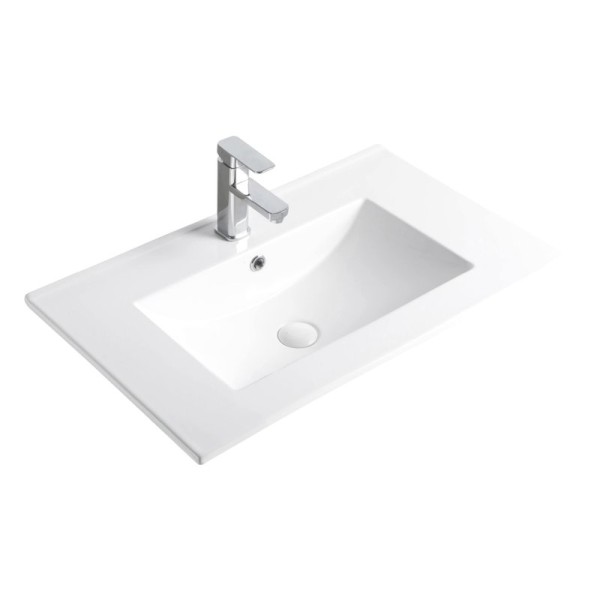 Мебельная раковина GID Integrado 9070e 71 накладная, глянцевая белая, прямоугольная, фаянс