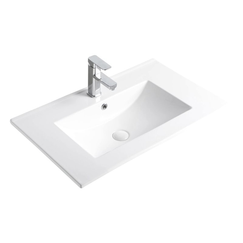 Мебельная раковина GID Integrado 9070e 71 накладная, глянцевая белая, прямоугольная, фаянс