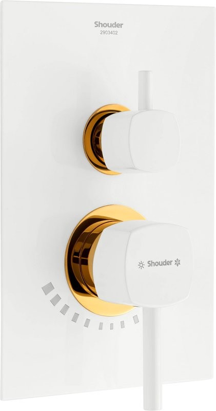 Душевой комплект Shouder Romer 0264116 С ВНУТРЕННЕЙ ЧАСТЬЮ, с изливом, слоновая кость, золото