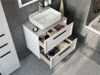 Мебель для ванной комнаты STWORKI Эстерсунд 75 белая матовая, простоун беж