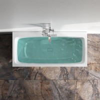 Акриловая ванна AM.PM Func 150x70 см, пристенная, белая, с каркасом