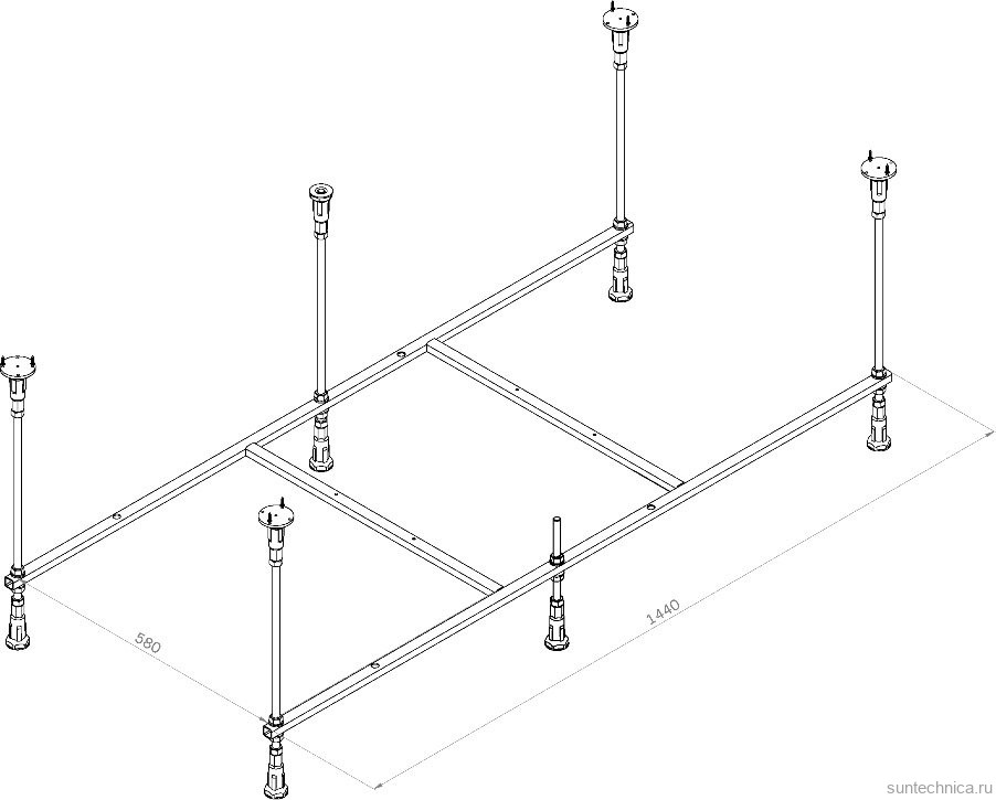 Акриловая ванна AM.PM Func 150x70 см, пристенная, белая, с каркасом