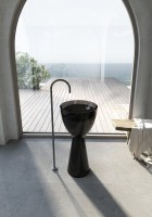 Раковина напольная Abber Kristall AT2703Onyx 45 глянцевая черная, круглая, моноблок