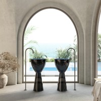 Раковина напольная Abber Kristall AT2703Onyx 45 глянцевая черная, круглая, моноблок