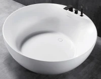 Акриловая ванна Abber AB9280 150x150 см, отдельностоящая, белая, круглая, с каркасом, для двоих, со сливом-переливом