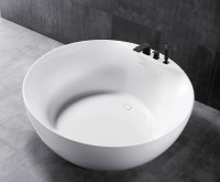 Акриловая ванна Abber AB9280 150x150 см, отдельностоящая, белая, круглая, с каркасом, для двоих, со сливом-переливом