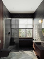 Душевая перегородка Maybahglass MGD-736-5у 89 см, профиль хром матовый, стекло графит матовое