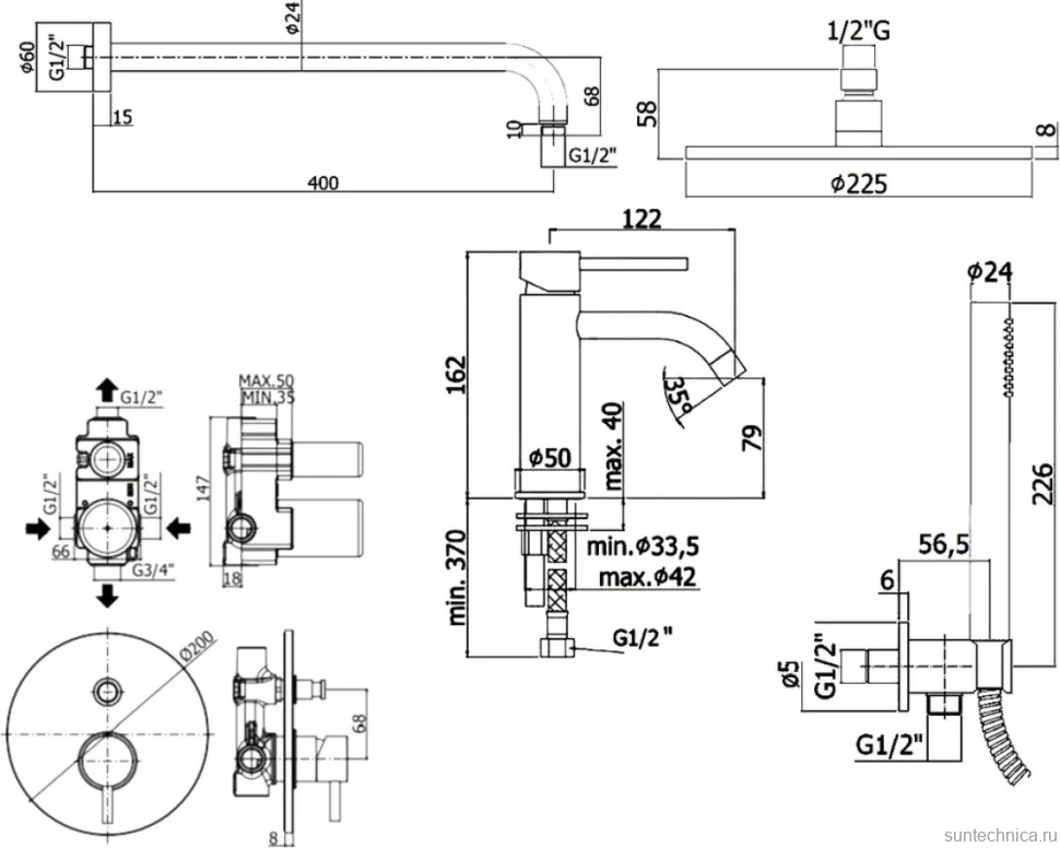 Комплект для ванной Paffoni Light KITLIG015BO071 С ВНУТРЕННЕЙ ЧАСТЬЮ, белый