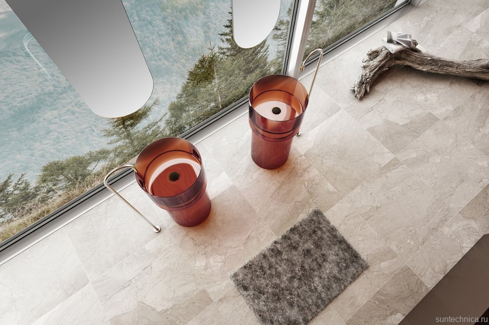 Раковина напольная Abber Kristall AT2701Opal-H 45 коричневая, круглая