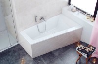 Акриловая ванна Excellent Sfera Slim R 170x100 см, угловая, правая, встраиваемая, белая, асимметричная, с каркасом
