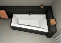 Акриловая ванна Excellent Sfera Slim R 170x100 см, угловая, правая, встраиваемая, белая, асимметричная, с каркасом
