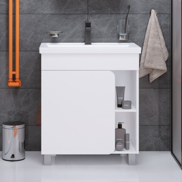 Тумба под раковину 1MarKa Nuvo 70Н напольная, белый глянец