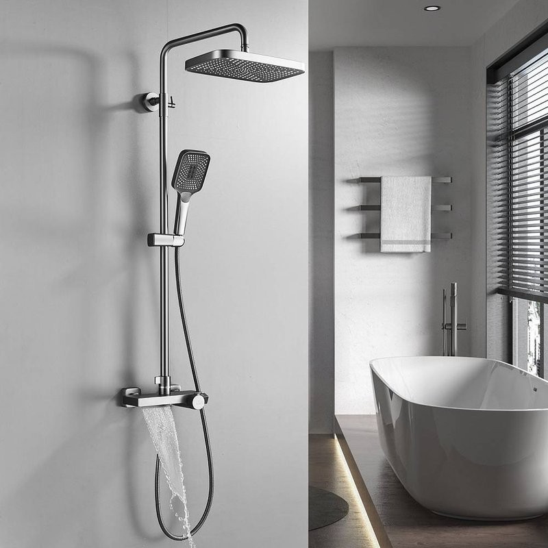 Душевая стойка Rose R1896T-6 с термостатом, пепельный