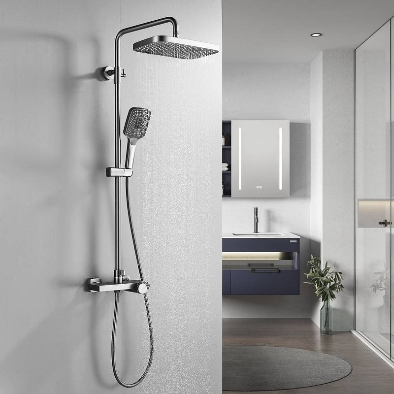 Душевая стойка Rose R1896T-6 с термостатом, пепельный