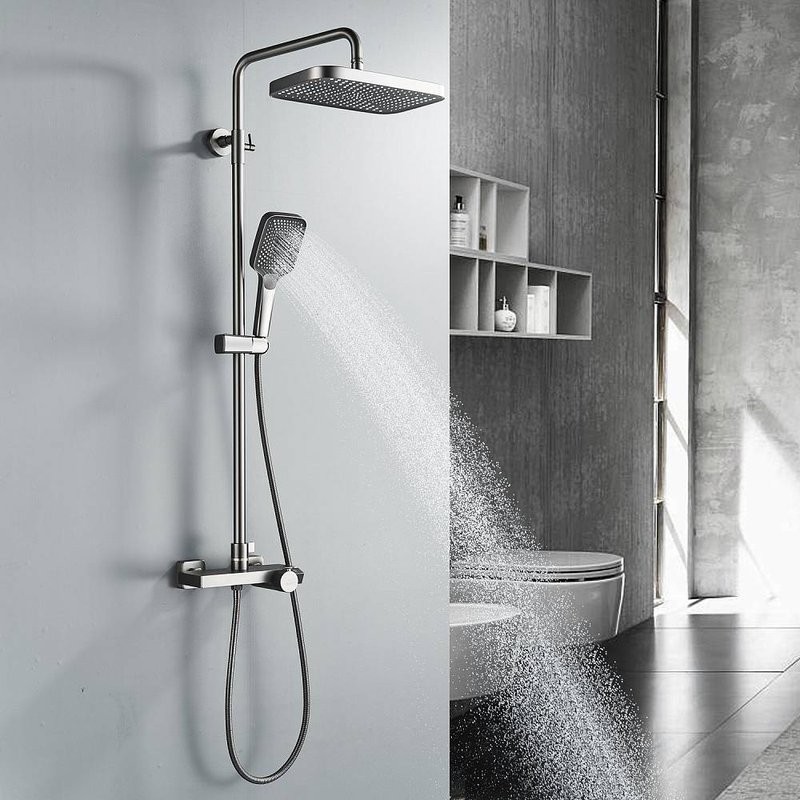 Душевая стойка Rose R1896T-6 с термостатом, пепельный