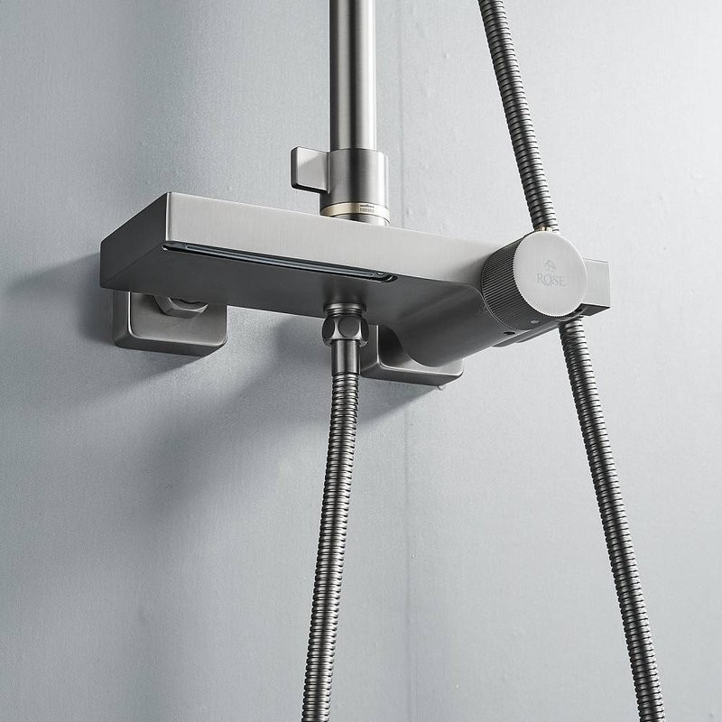 Душевая стойка Rose R1896T-6 с термостатом, пепельный