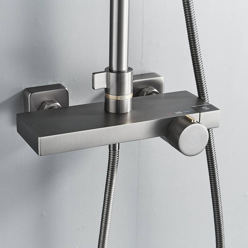 Душевая стойка Rose R1896T-6 с термостатом, пепельный