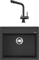 Комплект Мойка Omoikiri Daisen 60-BL черная + Смеситель Nagano PVD-GM вороненая сталь