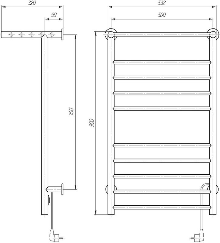 Полотенцесушитель электрический Domoterm Аврора DMT 109-Т5 с полкой R